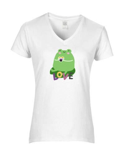 Epic Ladies Pride Love Non Binary Frog Ally lgbtqia V-Neck Graphic T-Shirts. Free shipping.  Some exclusions apply.