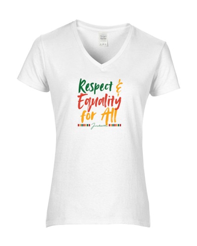Epic Ladies Respect Equality for All Juneteenth V-Neck Graphic T-Shirts. Free shipping.  Some exclusions apply.