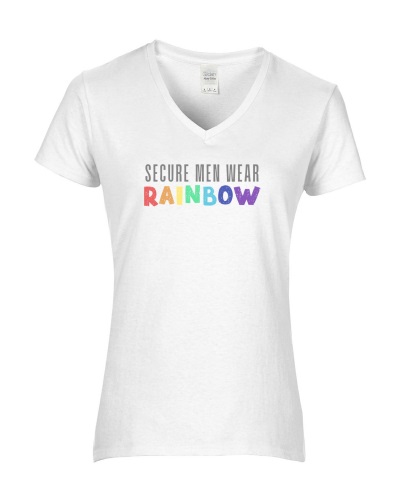 Epic Ladies Pride Secure Men Wear Rainbow LGBTQIA V-Neck Graphic T-Shirts. Free shipping.  Some exclusions apply.