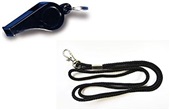 Black Plastic Whistle with Black Lanyard