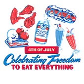 Epic Ladies Celebrating Freedom to Eat Everything V-Neck Graphic T-Shirts