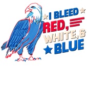 Epic Ladies I Bleed Red White & Blue Eagle USA V-Neck Graphic T-Shirts