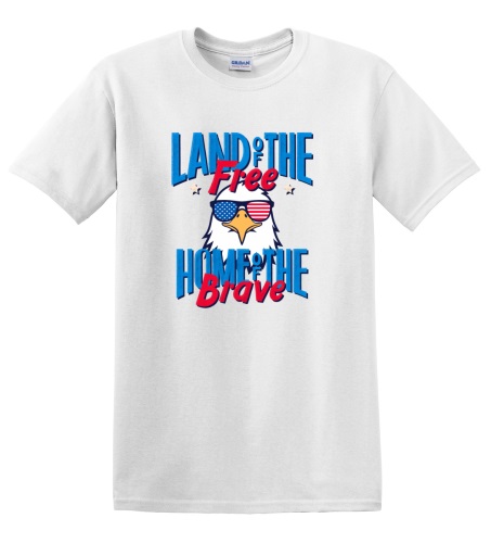 Epic Adult/Youth Land of Free Home of Brave USA Eagle Cotton Graphic T-Shirts. Free shipping.  Some exclusions apply.