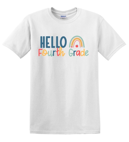 Epic Adult/Youth Hello Fourth Grade Back to School Cotton Graphic T-Shirts. Free shipping.  Some exclusions apply.