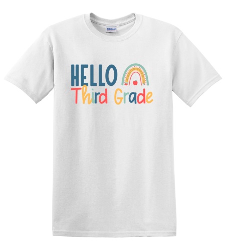 Epic Adult/Youth Hello Third Grade Back to School Cotton Graphic T-Shirts. Free shipping.  Some exclusions apply.