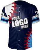 Full-Button Sublimated Birdseye Mesh Baseball Jerseys - "Stitched"
