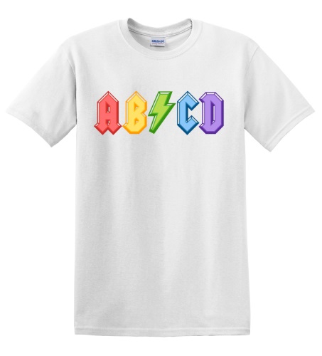 Epic Adult/Youth ABCD Band Style ACDC Font Back to School Cotton Graphic T-Shirts. Free shipping.  Some exclusions apply.