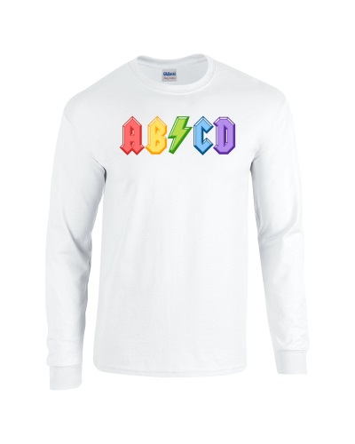 Epic ABCD Band Style ACDC Font Back to School Long Sleeve Cotton Graphic T-Shirts. Free shipping.  Some exclusions apply.