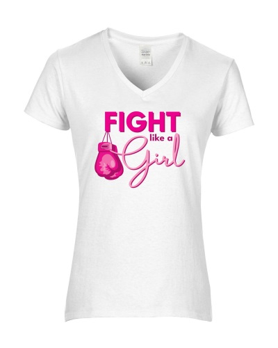 Epic Ladies Fight Like A Girl Breast Cancer BCA V-Neck Graphic T-Shirts ...