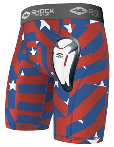Shock Doctor Stars and Stripes Core Compression Short with Bio-Flex Cup Protective