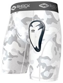 Shock Doctor White Camo Core Compression Short with Bio-Flex Cup Protective