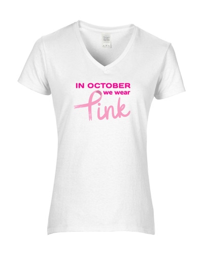 Epic Ladies October We Wear Pink BCA Breast Cancer V-Neck Graphic T-Shirts. Free shipping.  Some exclusions apply.