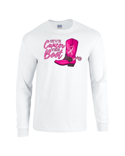 Epic Give Cancer the Boot BCA Cowboy Western Long Sleeve Cotton Graphic T-Shirts. Free shipping.  Some exclusions apply.