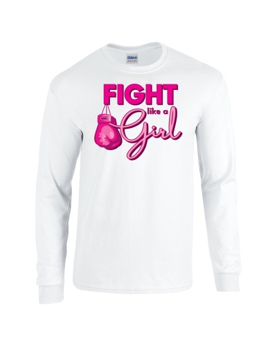 Epic Fight Like A Girl Cancer BCA Shadow Long Sleeve Cotton Graphic T-Shirts. Free shipping.  Some exclusions apply.
