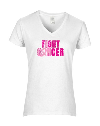 Epic Ladies I Can Fight Cancer BCA Vintage Pink V-Neck Graphic T-Shirts. Free shipping.  Some exclusions apply.