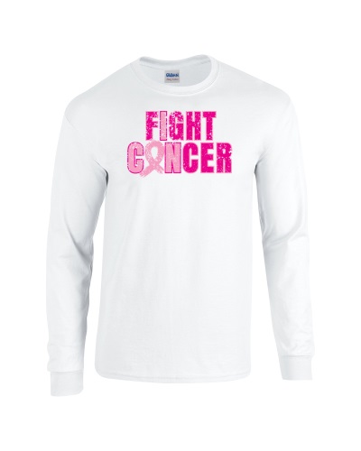 Epic I Can Fight Cancer BCA Vintage Pink Long Sleeve Cotton Graphic T-Shirts. Free shipping.  Some exclusions apply.