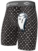 Shock Doctor Black/White Lux Core Compression Short With Bio-Flex Cup Adult Youth