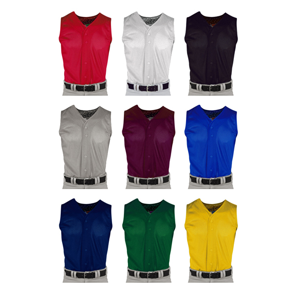 Pro Mesh Youth Full Button Sleeveless Jerseys - Baseball Equipment & Gear