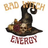 Epic Ladies Bad Witch Energy Skull Pumpkin Hat V-Neck Graphic T-Shirts