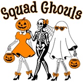 Epic Adult/Youth Squad Ghouls Pumpkin Skeleton Ghost Girl Cotton Graphic T-Shirts