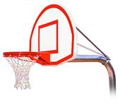RuffNeck Max Direct Bury Basketball System with 36x54 fan-shaped aluminum backboard