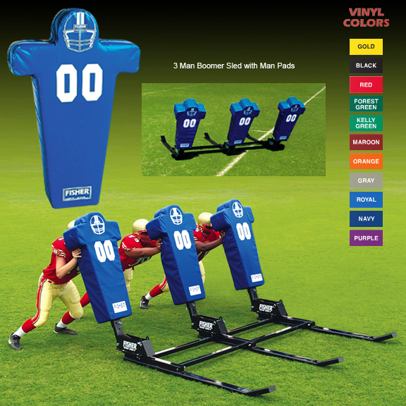 Fisher 3 Man Football Boomer Sleds w/ Man Pads Football Equipment and