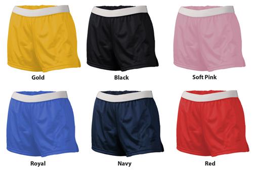 Soffe Girls Mesh Shorts Exposed Waistband 6 Colors