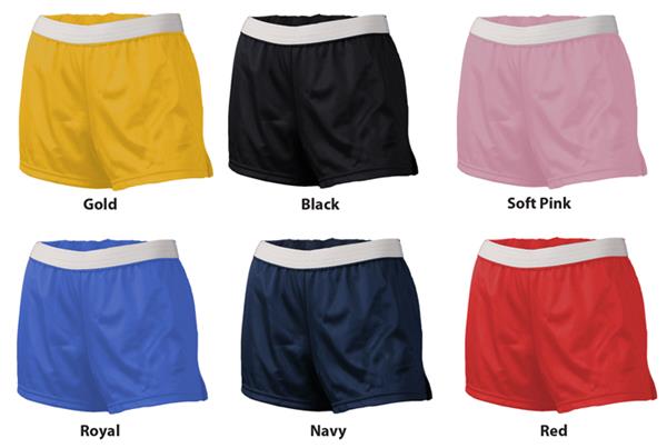 Soffe Girls Mesh Shorts Exposed Waistband 6 Colors