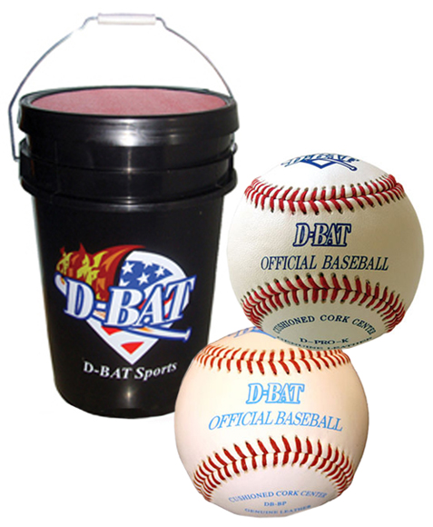 D-Bat 6-Gal. Bucket with 30 Practice Balls - Baseball Equipment & Gear