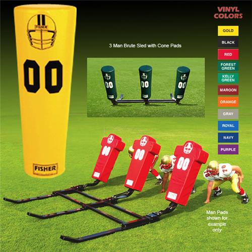 Fisher 3 Man Football Brute Sleds w/ Cone Pads