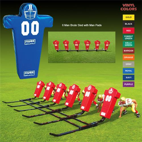 Fisher 6 Man Football Brute Sleds w/ Man Pads