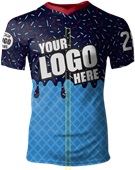Custom Sublimated V-Neck Jersey - Unisex "WaffleCone" Cool Performance Tee