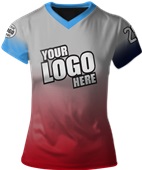 Sublimated Womens/Girls V-Neck Jersey - Custom "GradientStripes" Cool Performance Tee