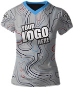Sublimated Womens/Girls V-Neck Jersey - Custom "Topographic" Cool Performance Tee