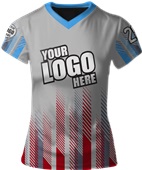 Sublimated Womens/Girls V-Neck Jersey - Custom "RaceStripes" Cool Performance Tee