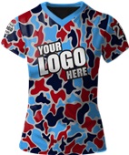 Sublimated Womens/Girls V-Neck Jersey - Custom "DuckCamo" Cool Performance Tee