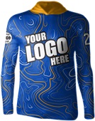 Long-Sleeve Sublimated Hood Tee - Custom "Topographic" Cool Performance Unisex Warmup Gear