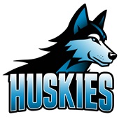 Epic Ladies Huskies Blue Mascot League Sports Team V-Neck Graphic T-Shirts