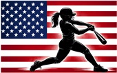 Epic Ladies USA Flag Softball Mascot Sports Team V-Neck Graphic T-Shirts