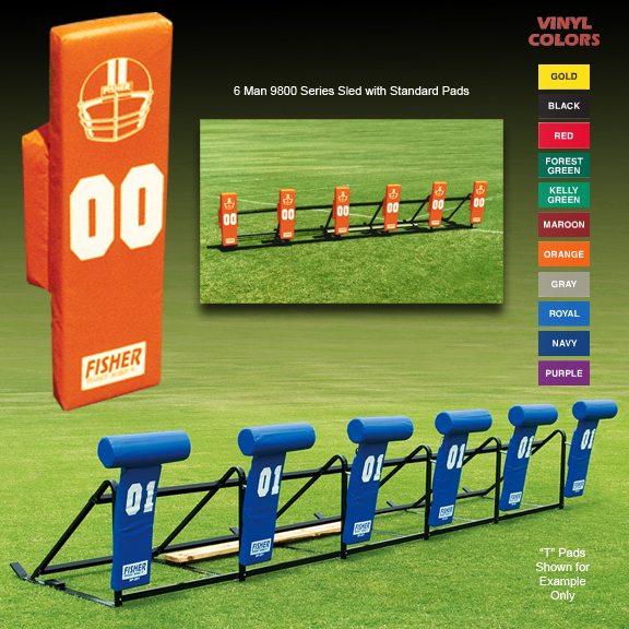 Fisher 6 Man Football 9800 Sleds w/ Standard Pads Football Equipment
