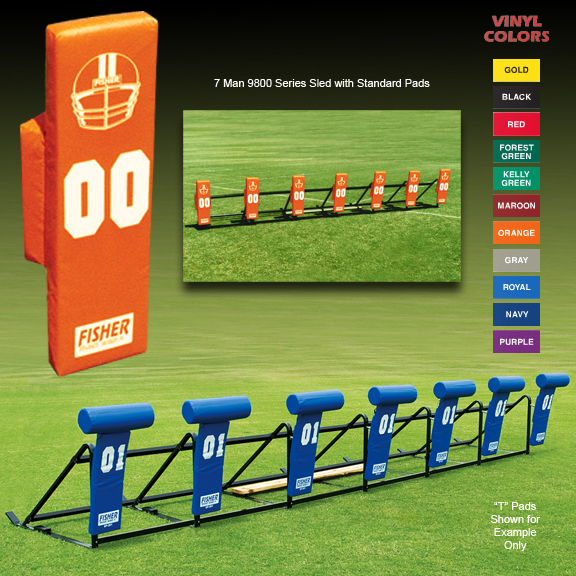 Fisher 7 Man Football 9800 Sleds w/ Standard Pads Football Equipment