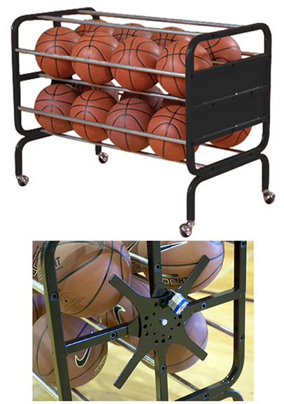 FAXIOAWA Ball Storage Rack Heavy Duty Basketball Rack with 4 Lockable  Wheels, 4-Tier Free Standing Large Capacity Basketball Cart for Home School