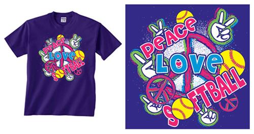 Image Sport Peace Love Softball T-shirts