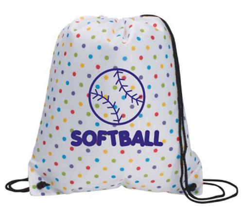 Image Sport Softball Polka Dot Drawstring Backpack
