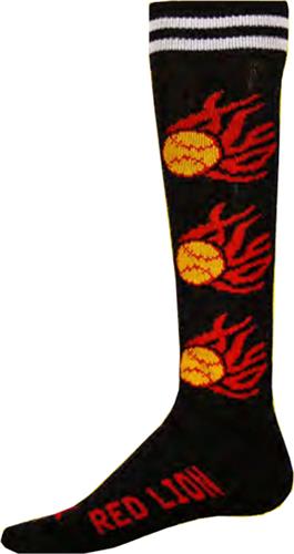Adult Small 6-8.5 - Flaming Softballs Athletic Socks
