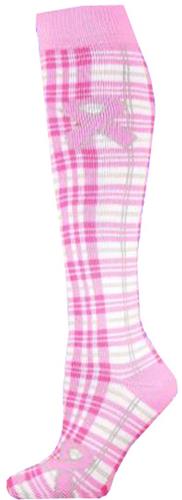 Red Lion Cancer Plaid Pink Ribbon Socks