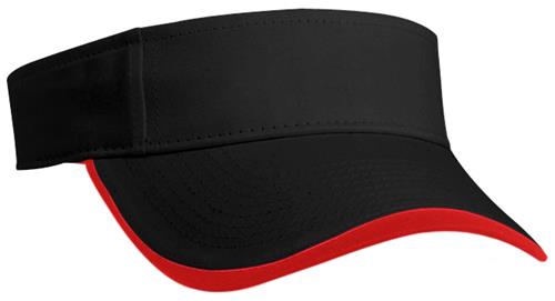 Pacific Headwear Adult (Black/Red) Polo Twill Visor