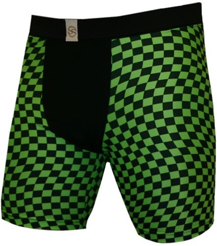 Svforza Black/Green Checkers 9" Men's Comp. Shorts