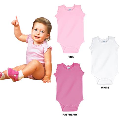 LAT Sportswear Infant Baby Rib Girls Creeper
