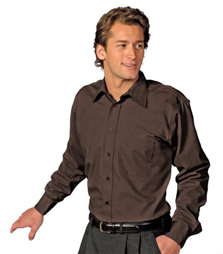 Edwards Mens Point Collar Poplin Long Sleeve Shirt